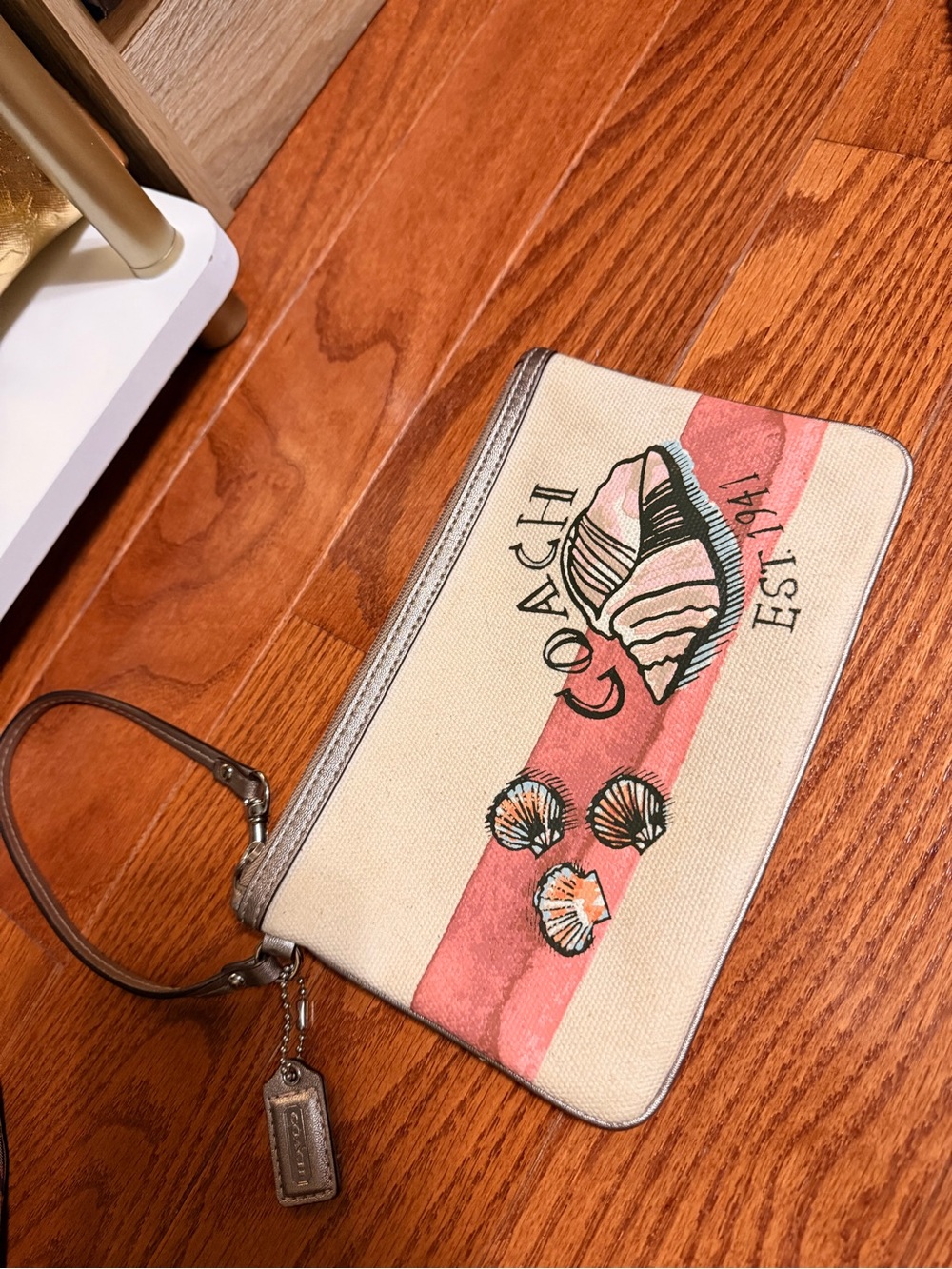 Vintage Coach Beach Collection Seashell Canvas Large Wristlet